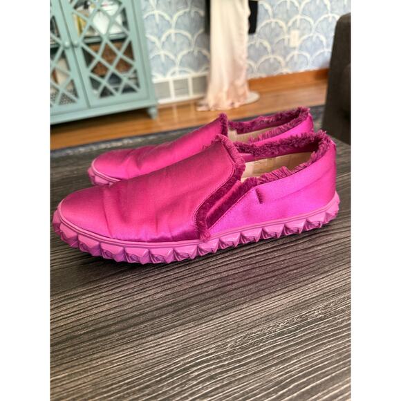 Stuart Weitzman Fringiebell Pink Van Slip on Platform Sneakers Sz. 8.5 - Picture 9 of 9